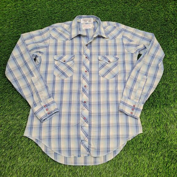 Vintage Wrangler Hippie Western Shirt L/XL 16.5 23x32 Cowboy - Picture 1 of 12